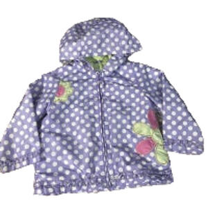 Carter’s Purple Polka Dot Floral Hooded Lightweight Spring Jacket Kids Sz 3T